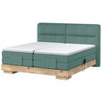 BOXSPRINGBETT 180/200 cm  in Blau, Eichefarben  - Blau/Eichefarben, Natur, Holz/Textil (180/200cm) - Valnatura