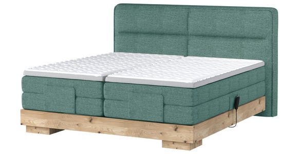 BOXSPRINGBETT 180/200 cm  in Blau, Eichefarben  - Blau/Eichefarben, Natur, Holz/Textil (180/200cm) - Valnatura