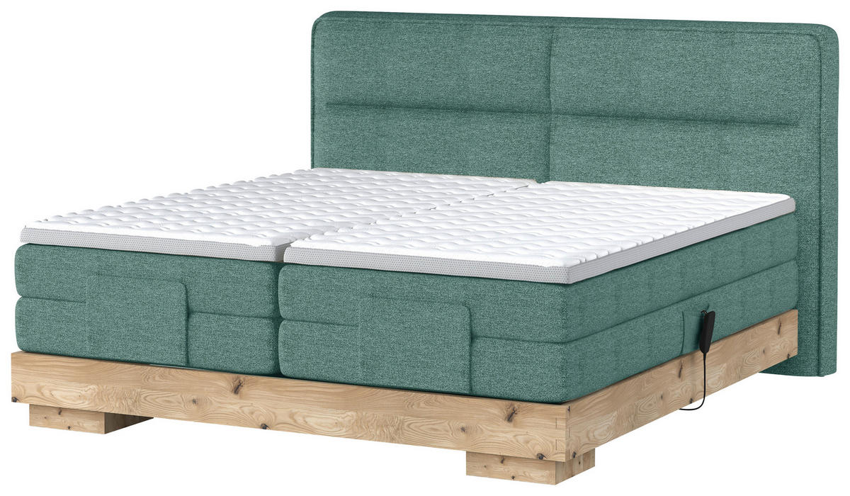 BOXSPRINGBETT 160/200 cm  in Blau, Eichefarben  - Blau/Eichefarben, Natur, Holz/Textil (160/200cm) - Valnatura