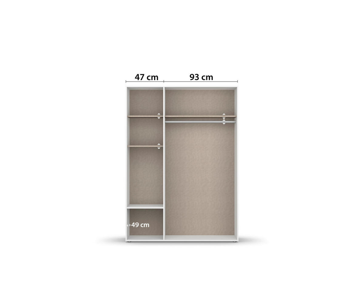 DREHTÜRENSCHRANK in Weiss  - Weiss/Grau, Modern, Holzwerkstoff/Kunststoff (140/194/53cm) - Rauch Möbel