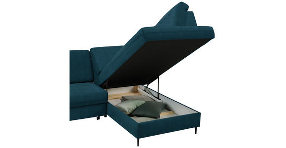 ECKSOFA in Chenille Petrol  - Petrol/Schwarz, MODERN, Holz/Textil (241/184cm) - Carryhome