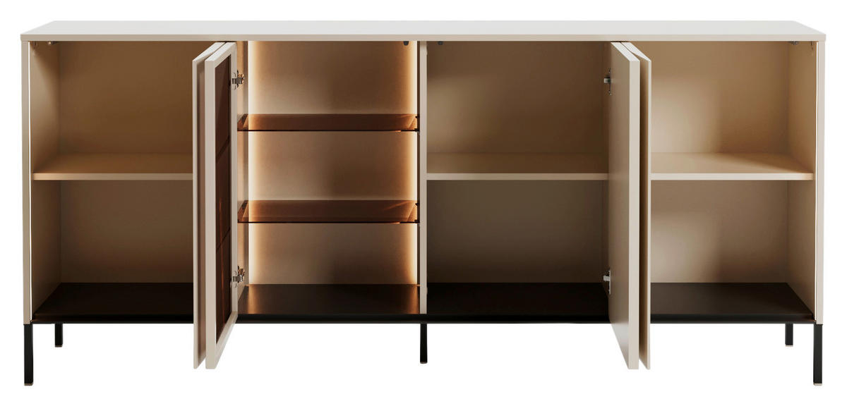 SIDEBOARD  193/85/40 cm  - Beige/Schwarz, Design, Glas/Holzwerkstoff (193/85/40cm) - Lomoco