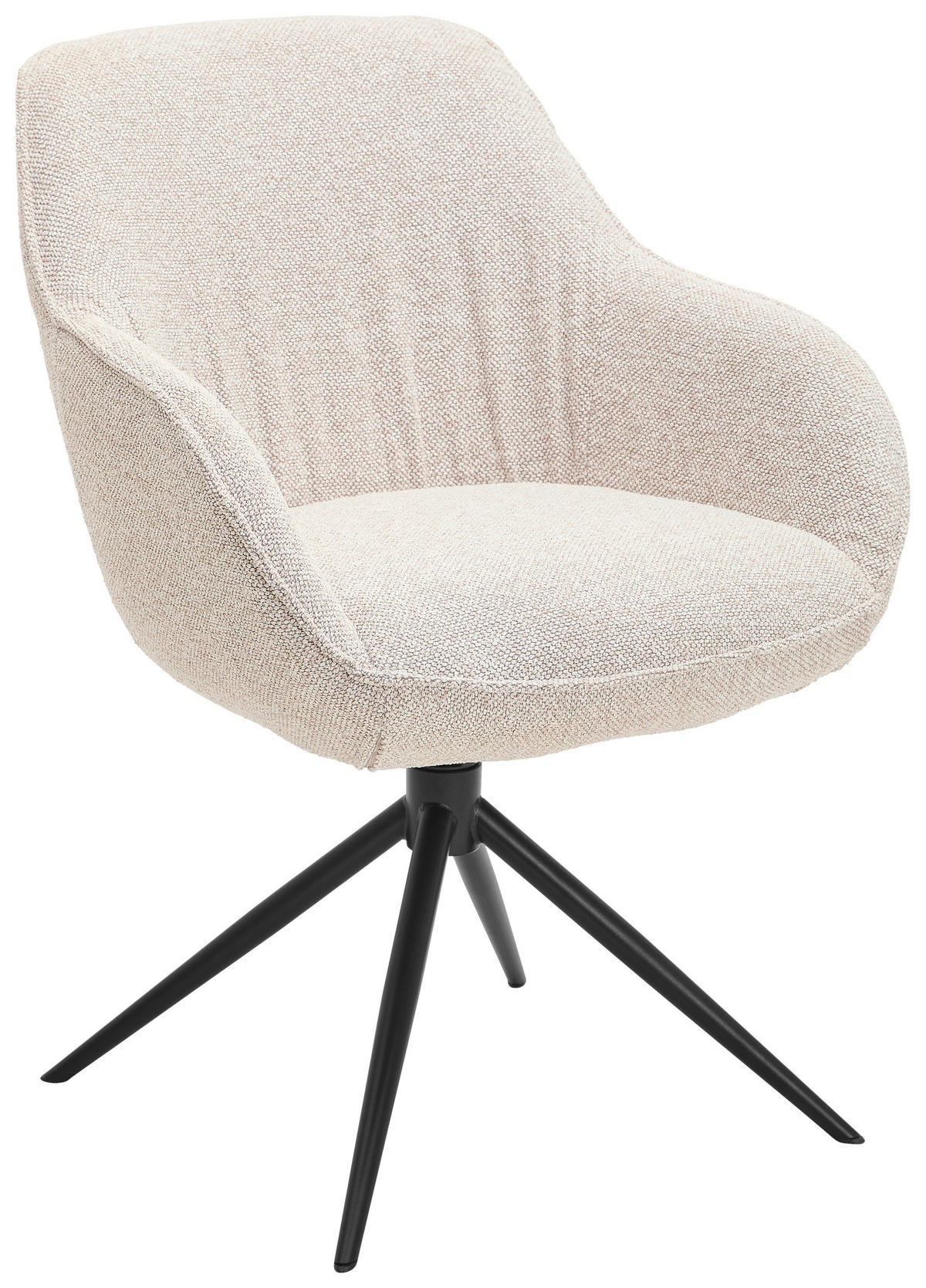 ARMLEHNSTUHL  in Eisen Leinenoptik  - Beige/Schwarz, Design, Textil/Metall (64/84/61cm) - Novel