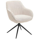 ARMLEHNSTUHL  Sitzfläche 360° drehbar, automatische Rückholfunktion Leinenoptik  - Beige/Schwarz, Design, Textil/Metall (64/84/61cm) - Novel