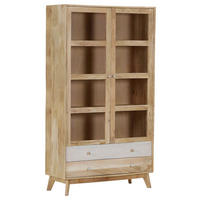 VITRINE Kata in massiv Mangoholz Naturfarben, Weiß  - Naturfarben/Weiß, Design, Glas/Holz (100/180/41cm) - Landscape