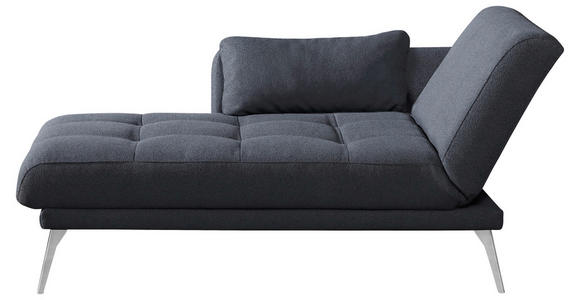 RÉCAMIERE Amira in Dunkelgrau  - Chromfarben/Dunkelgrau, KONVENTIONELL, Textil/Metall (200/85/106cm) - Novel