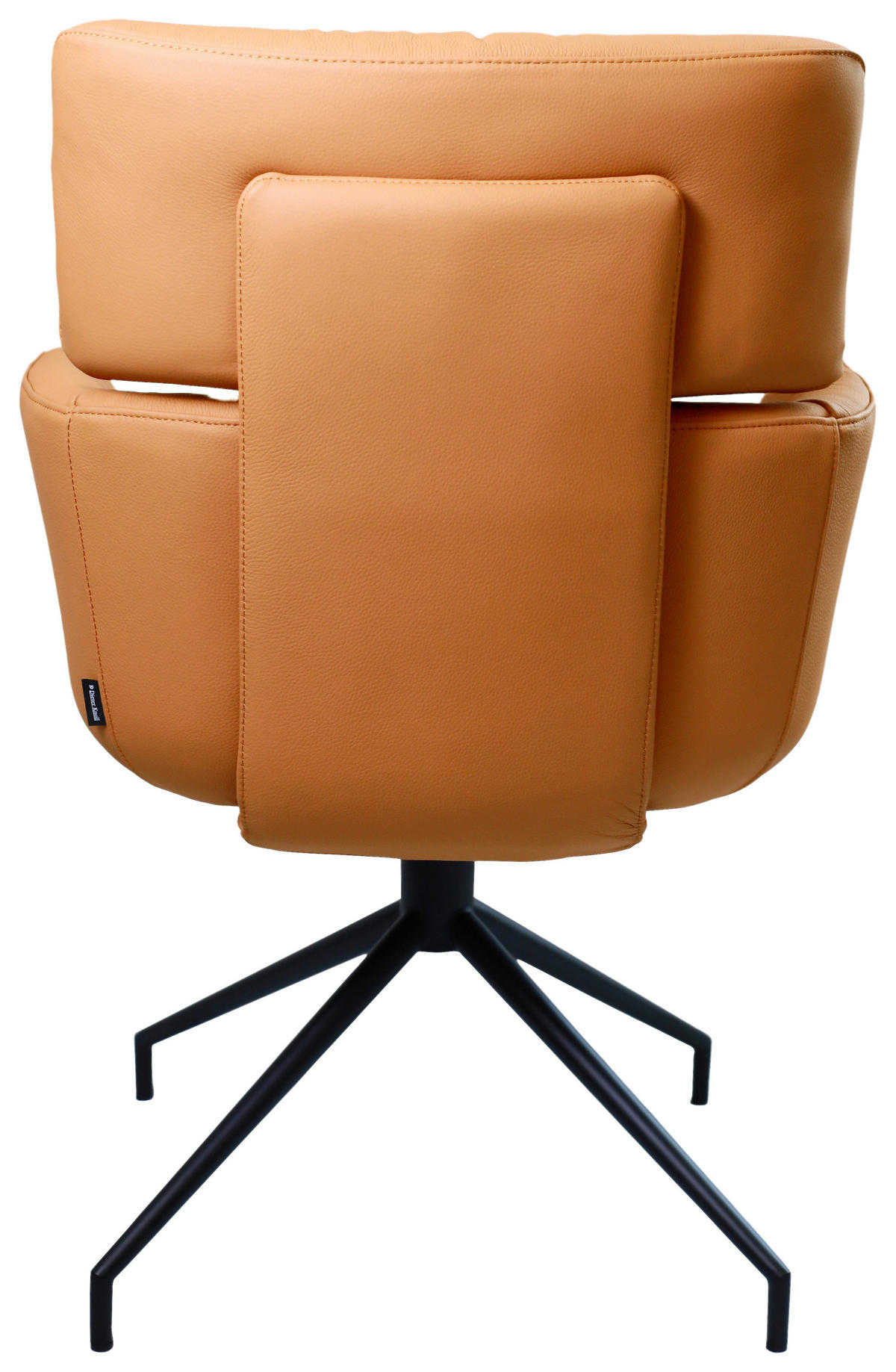 ARMLEHNSTUHL  in Eisen Echtleder pigmentiert  - Cognac/Schwarz, Design, Leder/Metall (62/92/66cm) - Dieter Knoll