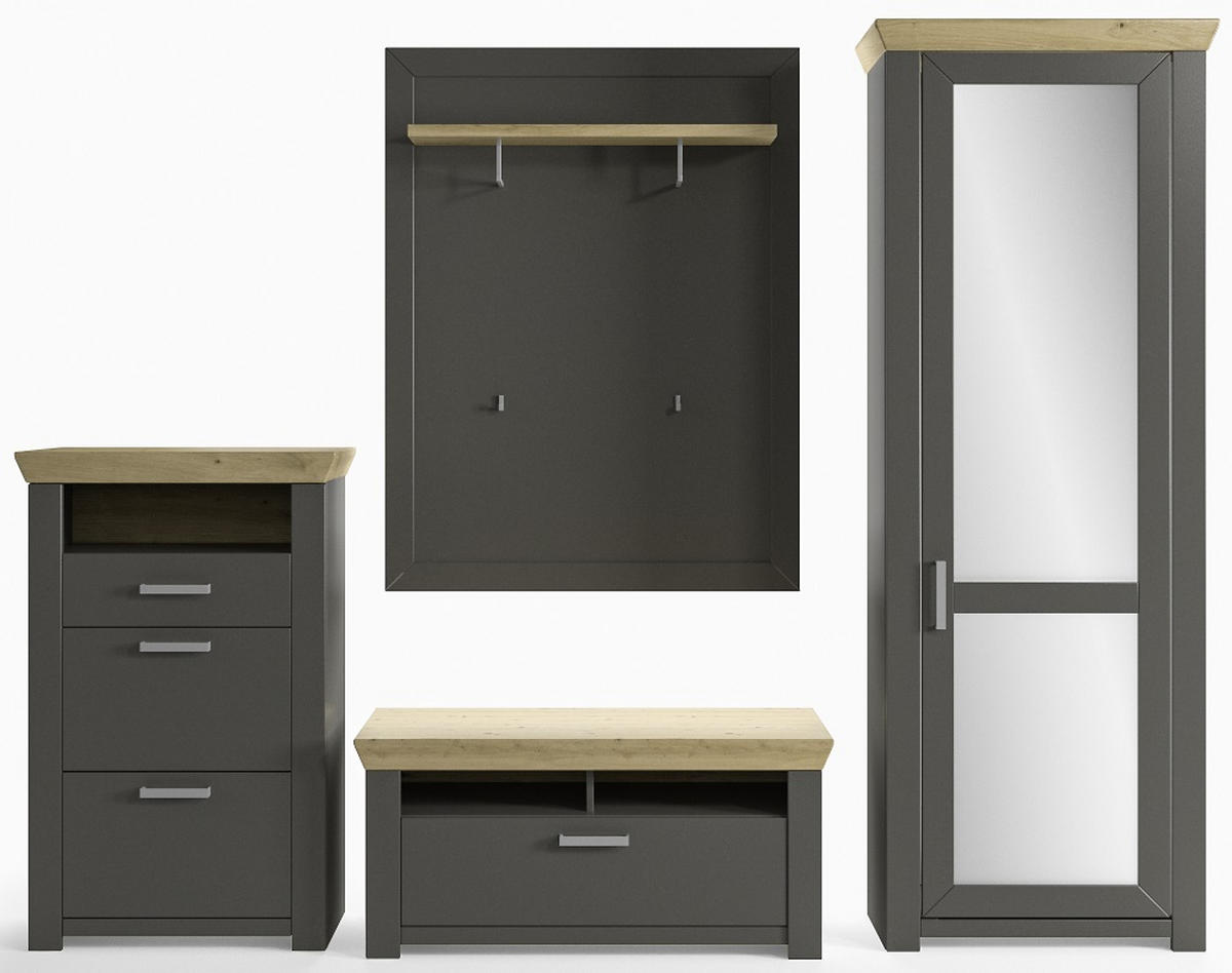 GARDEROBENSCHRANK  in 74,5/206,6/42,2 cm  - Chromfarben/Eichefarben, Basics, Holzwerkstoff/Metall (74,5/206,6/42,2cm) - SetOne by Musterring