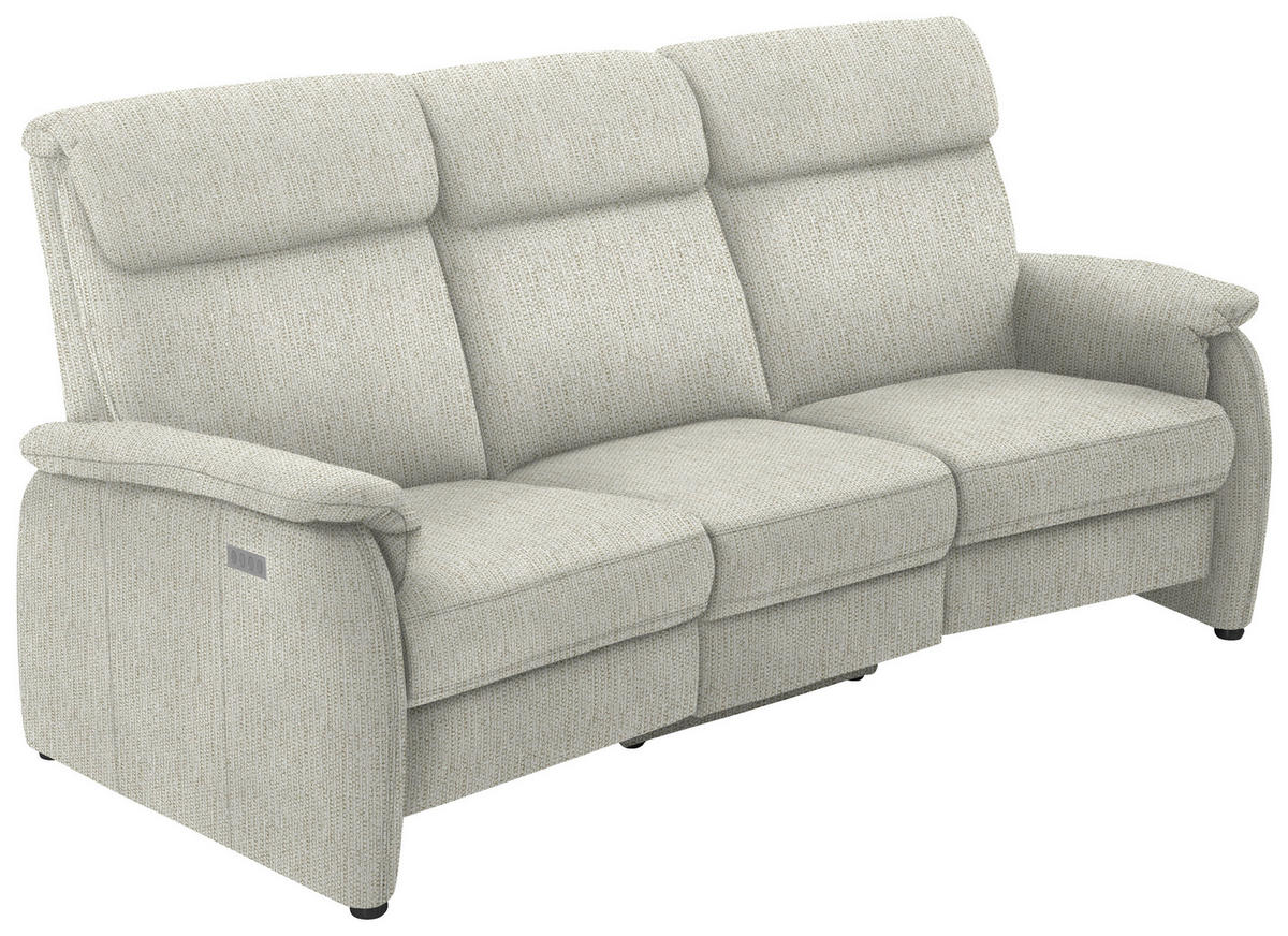 TRAPEZSOFA in Flachgewebe Naturfarben  - Schwarz/Naturfarben, KONVENTIONELL, Textil/Metall (219/107/97cm) - Pure Home Comfort