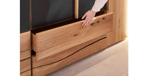 DREHTÜRENSCHRANK  in Anthrazit, Wildeiche  - Wildeiche/Anthrazit, Natur, Glas/Holz (300/218/60cm) - Valnatura