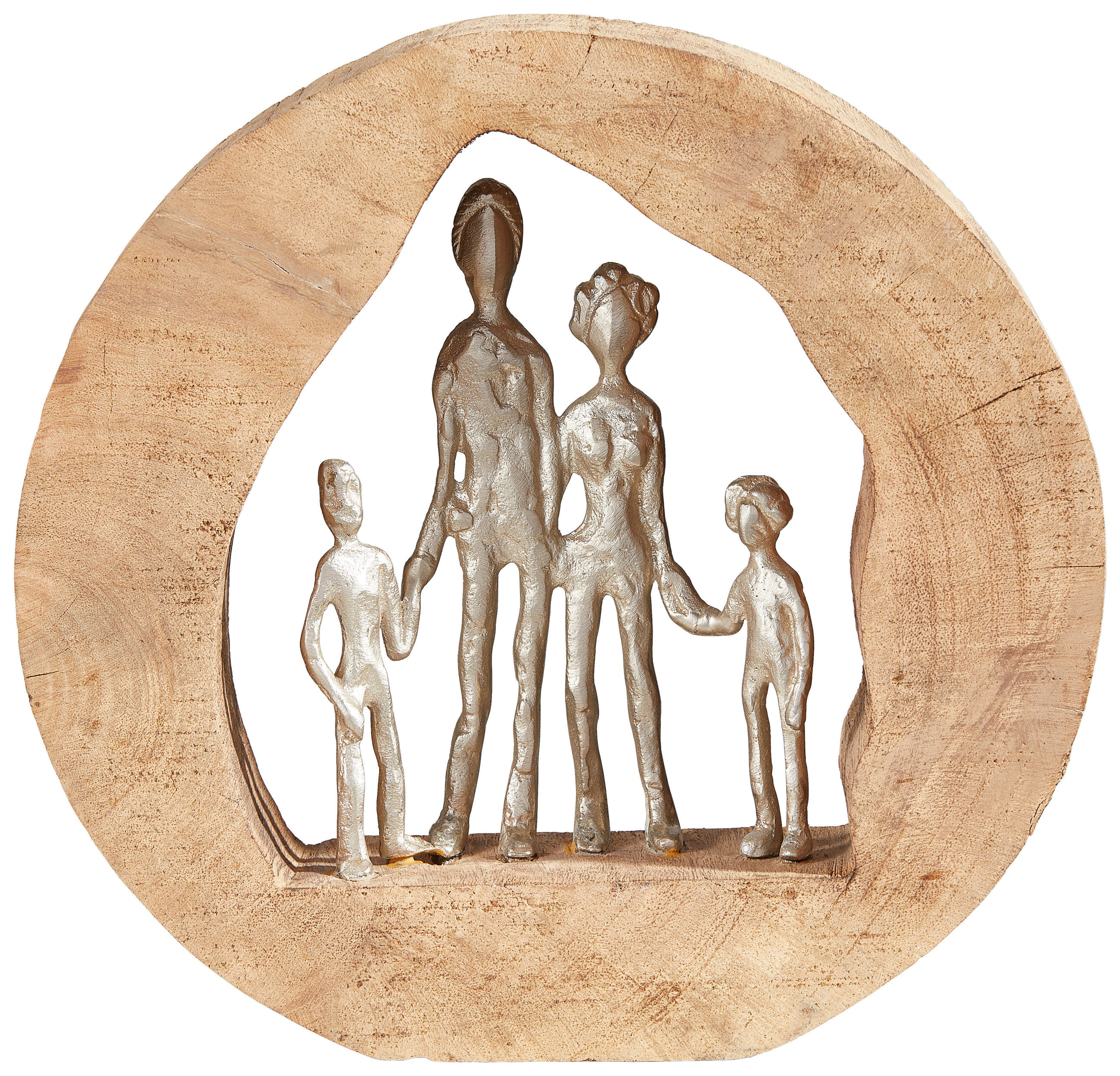 SKULPTUR - Silberfarben/Naturfarben, Natur, Holz/Metall (27,5/27/6,5cm) - Ambia Home