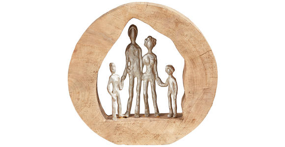 SKULPTUR - Silberfarben/Naturfarben, Natur, Holz/Metall (27,5/27/6,5cm) - Ambia Home
