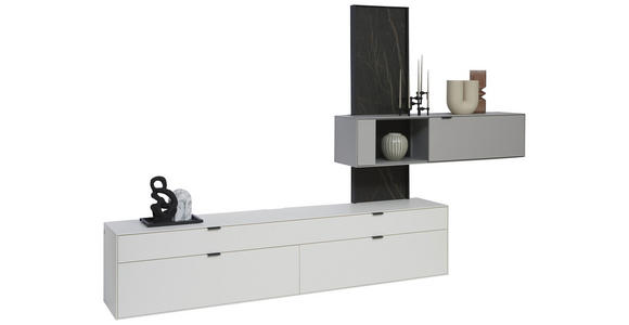 WOHNWAND  in Hellgrau  306/204,9/45,2 cm  - Hellgrau, Design, Glas/Keramik (306/204,9/45,2cm) - Dieter Knoll