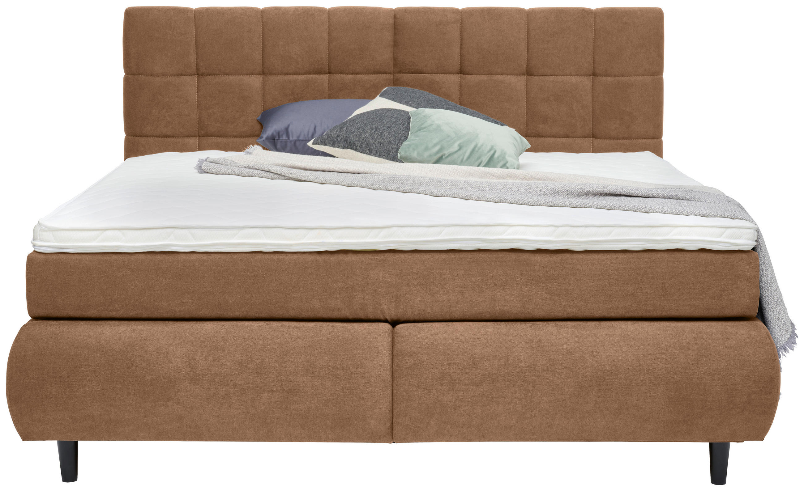 BOXSPRINGBETT 180/200 cm  in Beige  - Beige/Schwarz, KONVENTIONELL, Holz/Textil (180/200cm) - Ti'me