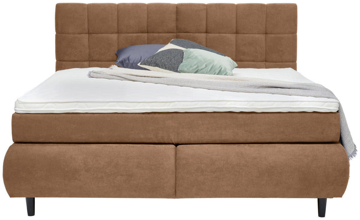 BOXSPRINGBETT 160/200 cm  in Beige  - Beige/Schwarz, KONVENTIONELL, Holz/Textil (160/200cm) - Ti'me