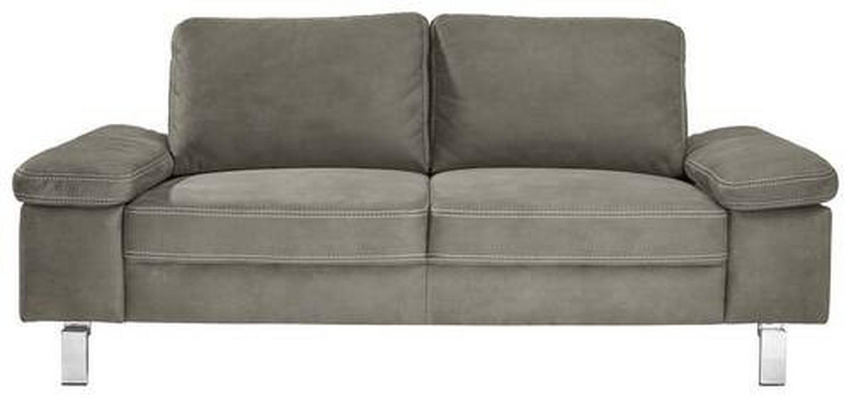 2-SITZER-SOFA in Mikrofaser Taupe  - Taupe/Chromfarben, Design, Textil/Metall (194/86/97cm) - Hom`in