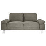 2-SITZER-SOFA in Mikrofaser Taupe  - Taupe/Chromfarben, Design, Textil/Metall (194/86/97cm) - Hom`in