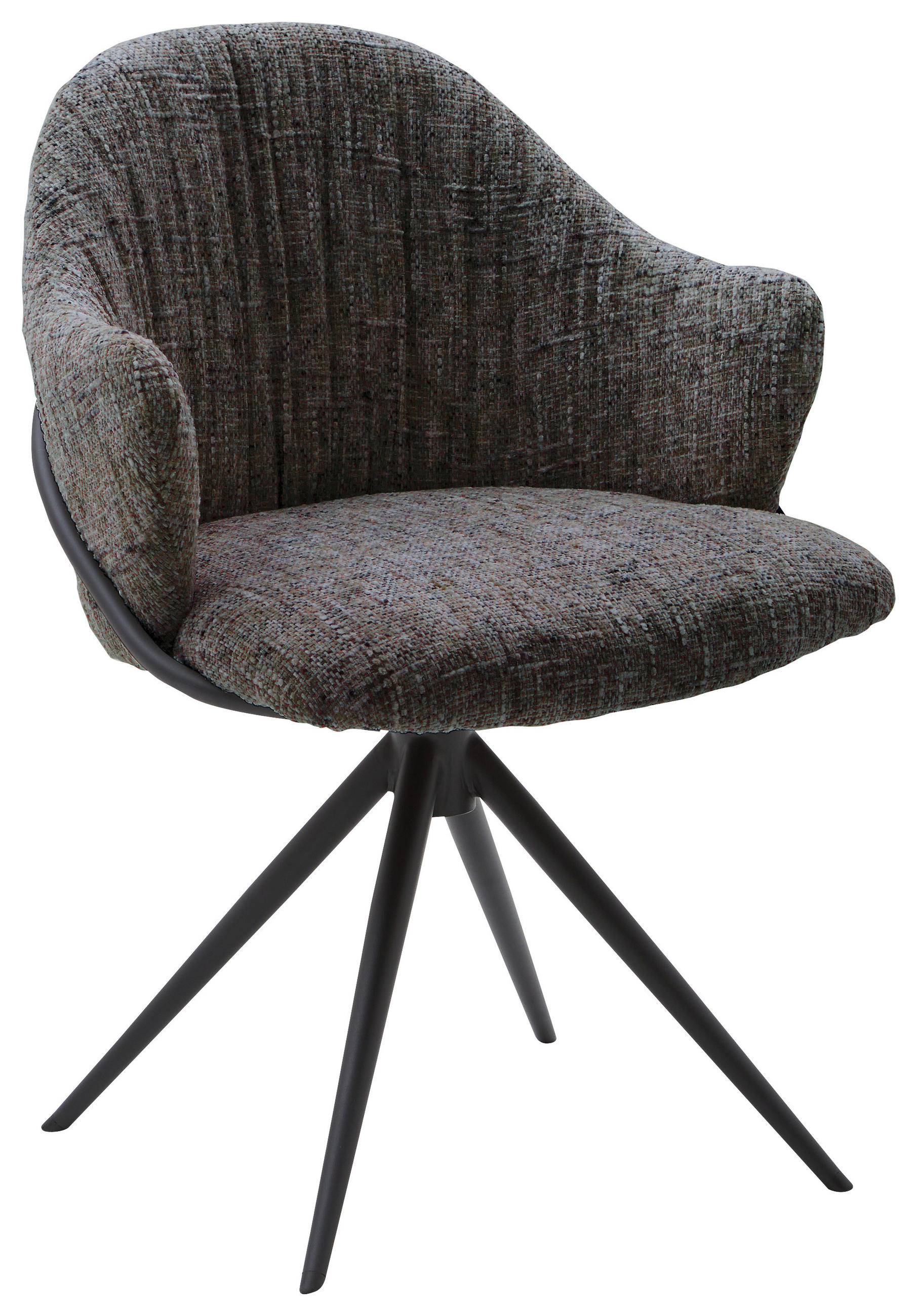 ARMLEHNSTUHL  Lederauswahl, Stoffauswahl, Sitzfläche 360° drehbar beflockt  - Anthrazit/Schwarz, Design, Textil/Metall (57/84/44,5cm) - Belluti