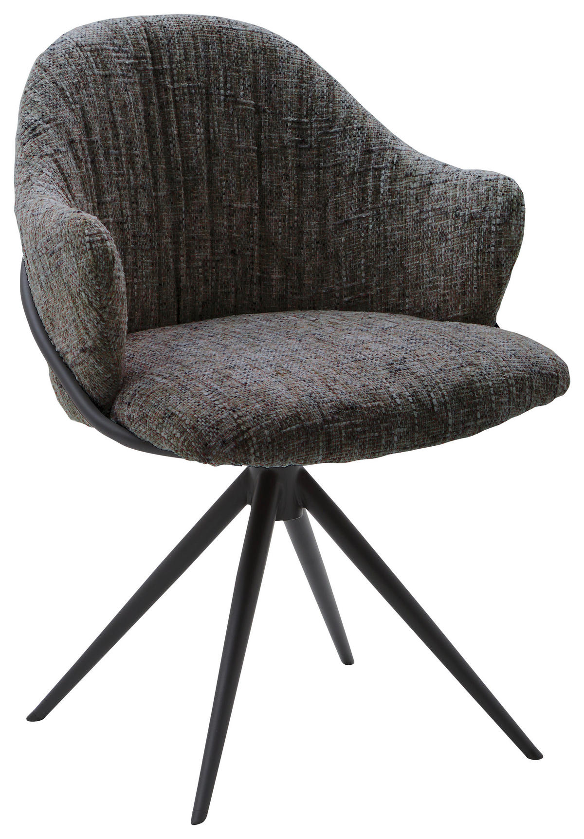 ARMLEHNSTUHL  Lederauswahl, Stoffauswahl, Sitzfläche 360° drehbar beflockt  - Anthrazit/Schwarz, Design, Textil/Metall (57/84/44,5cm) - Belluti