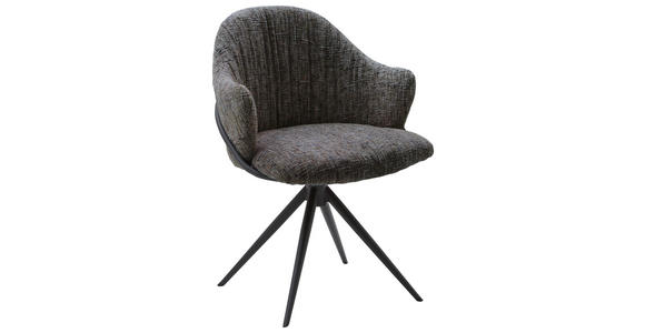 ARMLEHNSTUHL  Lederauswahl, Stoffauswahl, Sitzfläche 360° drehbar beflockt  - Anthrazit/Schwarz, Design, Textil/Metall (57/84/44,5cm) - Belluti