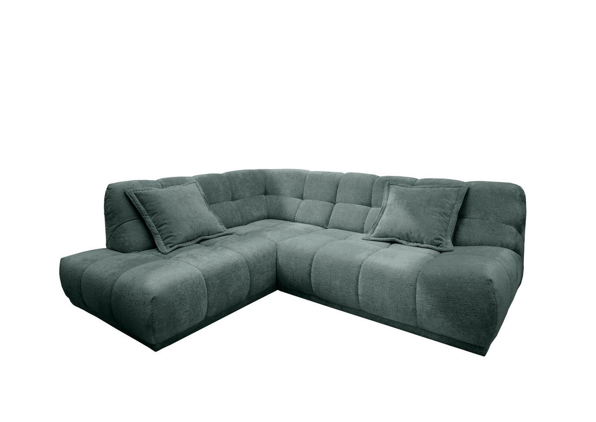 ECKSOFA Chenille Türkis  - Türkis/Schwarz, Modern, Kunststoff/Textil (203/254cm) - Livetastic