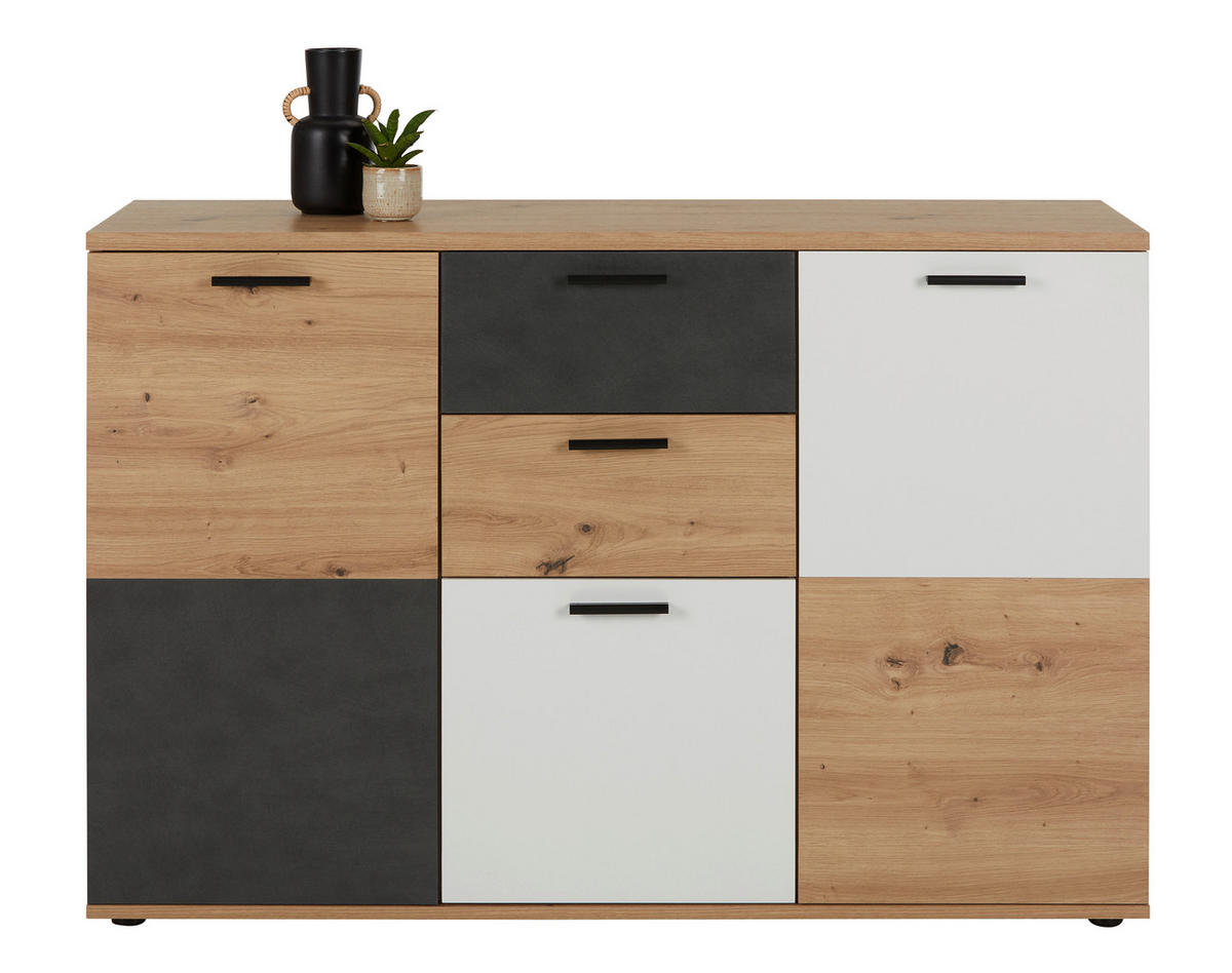 KOMODA,  - Moderno, umetna masa/leseni material (127/85/40cm) - Carryhome