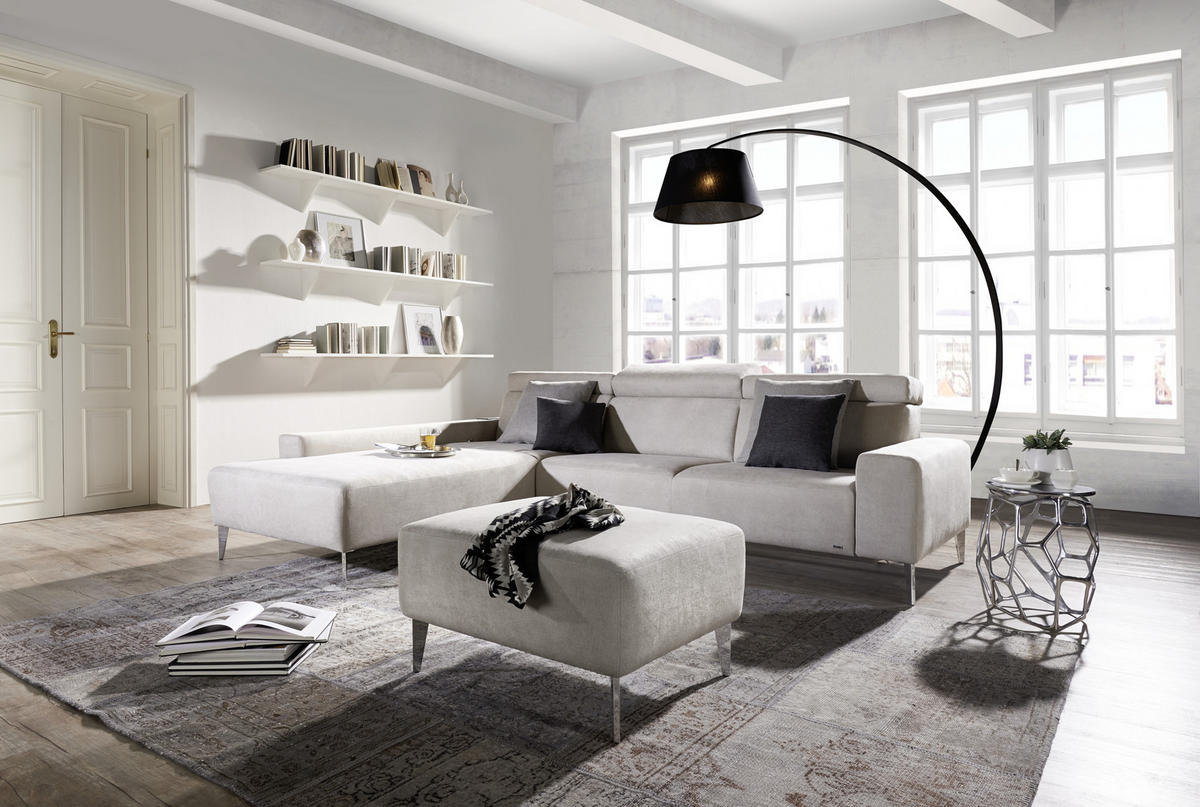 ECKSOFA Petrol Chenille  - Petrol/Alufarben, Design, Textil (288/205cm) - Sedda
