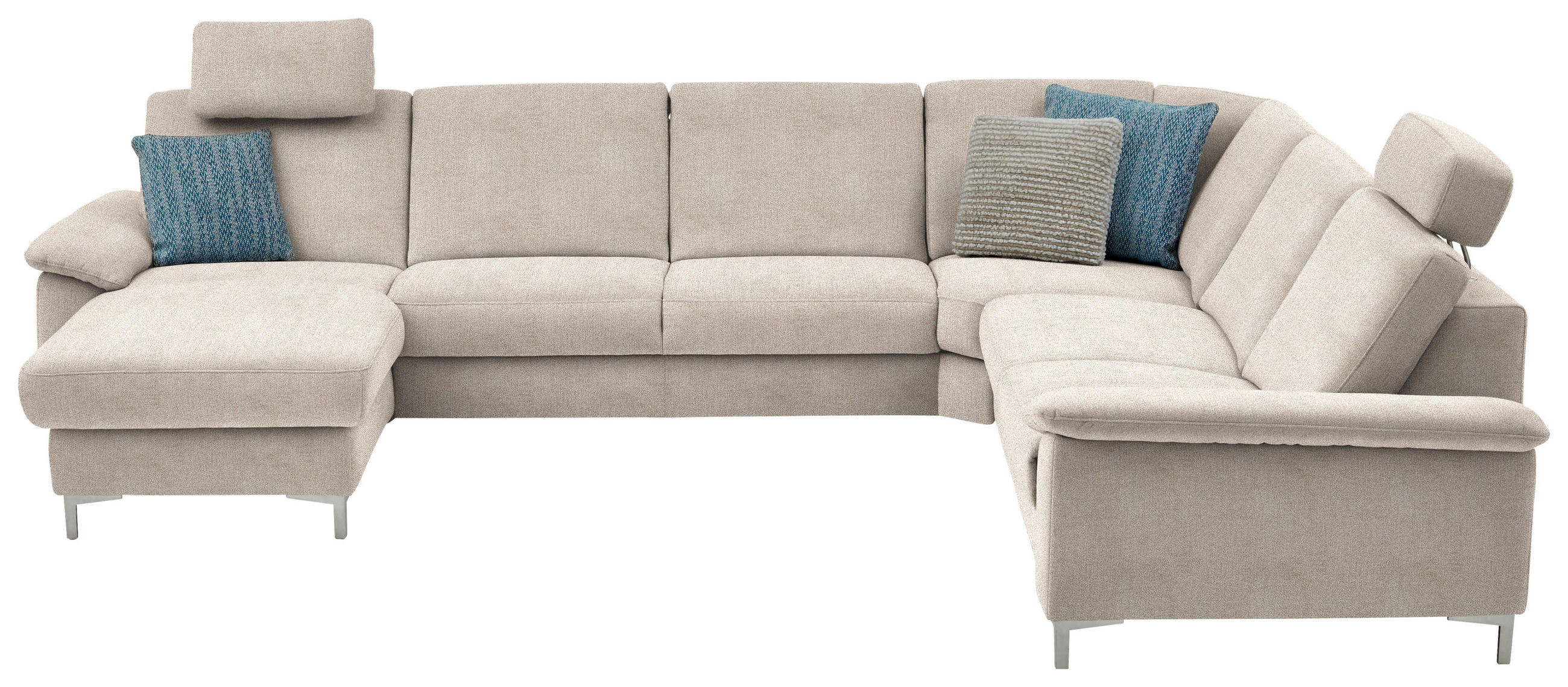 WOHNLANDSCHAFT in Chenille Hellbraun  - Hellbraun/Alufarben, Design, Textil/Metall (170/333/265cm) - Dieter Knoll