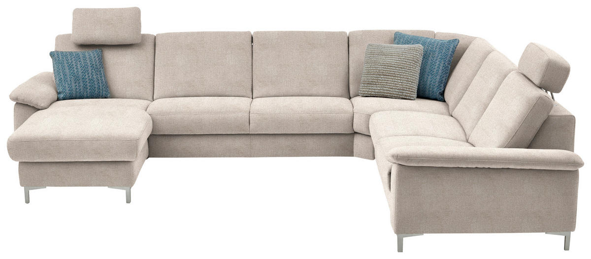 WOHNLANDSCHAFT in Chenille Hellbraun  - Hellbraun/Alufarben, Design, Textil/Metall (170/333/265cm) - Dieter Knoll