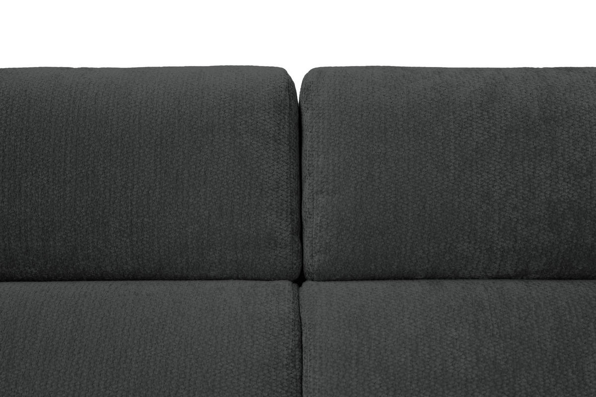 ECKSOFA Schwarz Chenille Bettkasten, Schlaffunktion, Rücken echt, Kopfteilverstellung, Liegefläche im Originalstoff  - Schwarz, KONVENTIONELL, Textil/Metall (265/206cm) - Carryhome