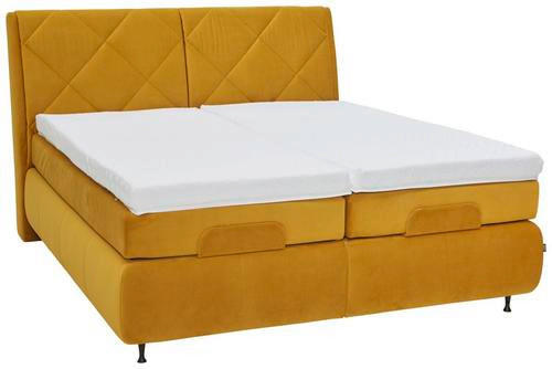 BOXSPRINGBETT 180/200 cm  in Gelb  - Gelb/Schwarz, KONVENTIONELL, Textil/Metall (180/200cm) - Dieter Knoll