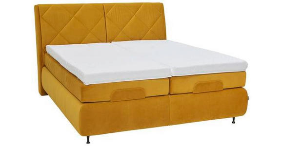 BOXSPRINGBETT 180/200 cm  in Gelb  - Gelb/Schwarz, KONVENTIONELL, Textil/Metall (180/200cm) - Dieter Knoll