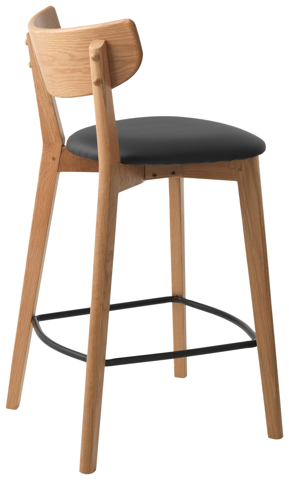 BARHOCKER-SET in Schwarz, Eichefarben  - Eichefarben/Schwarz, Design, Holz/Textil (47/93/50cm) - Linea Natura