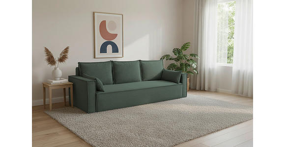 SCHLAFSOFA  mit Rücken echt, Armteil links, Armteil rechts Cord Dunkelgrün  - Dunkelgrün/Schwarz, Design, Textil (232/85/92cm) - Xora