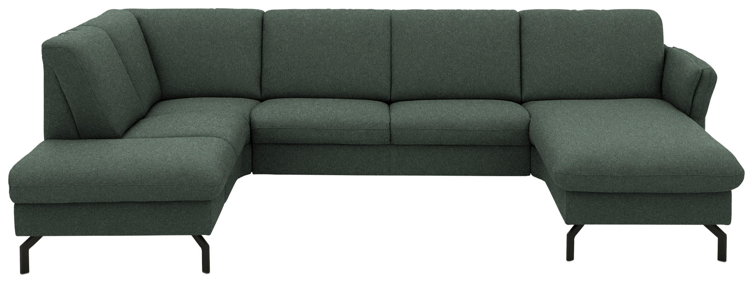 WOHNLANDSCHAFT  Flachgewebe Dunkelgrün  - Dunkelgrün/Schwarz, Konventionell, Textil/Metall (190/307/170cm) - Beldomo Comfort
