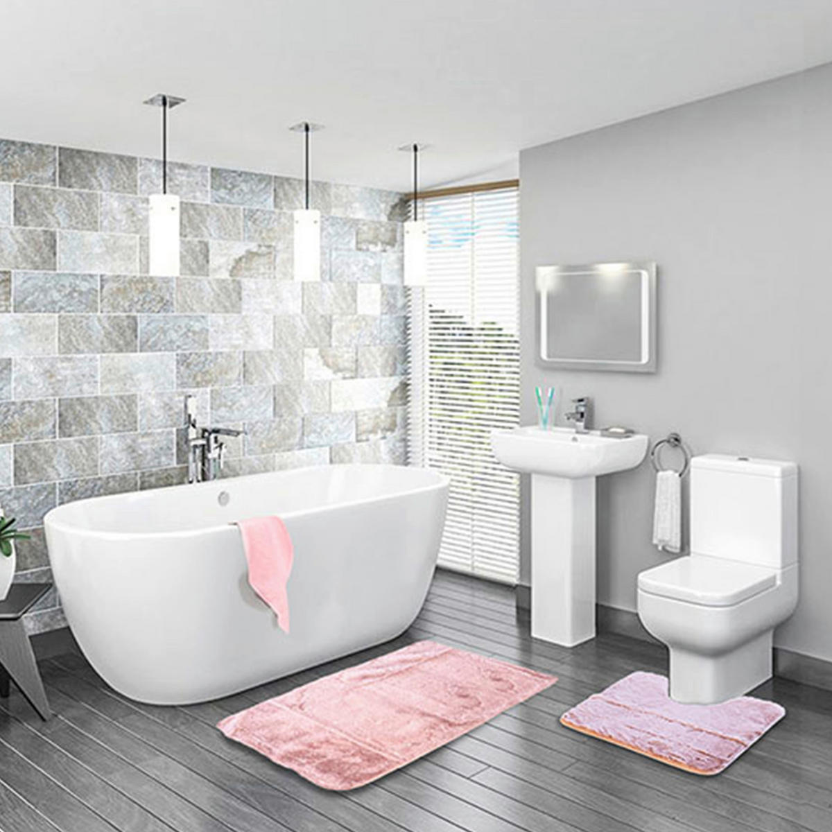 FÜRDŐSZOBASZŐNYEG   világos rózsaszín   - világos rózsaszín, Basics, textil (50/2/60cm)