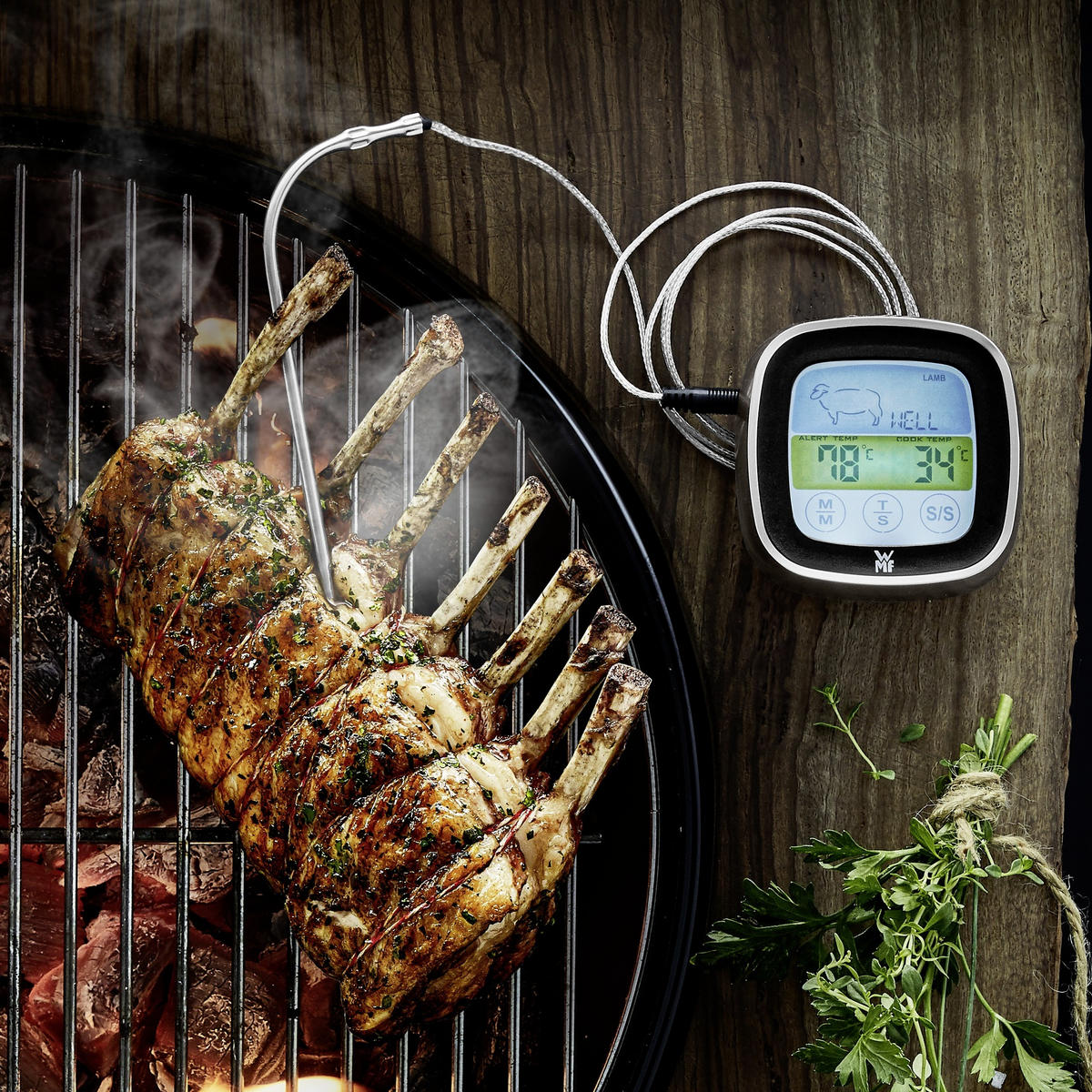 BRATENTHERMOMETER  - Edelstahlfarben/Schwarz, Design, Kunststoff/Metall (19/8,5/4cm) - WMF