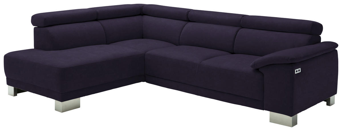 ECKSOFA in Mikrofaser Schwarz  - Chromfarben/Schwarz, Design, Holz/Textil (205/270cm) - Pure Home Lifestyle