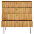 KOMMODE Line  in 80/85/40 cm  - Eichefarben/Schwarz, Design, Holzwerkstoff/Metall (80/85/40cm) - Carryhome