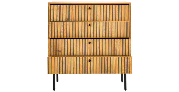 KOMMODE Line in 80/85/40 cm - Eichefarben/Schwarz, Design, Holzwerkstoff/Metall (80/85/40cm) - Carryhome