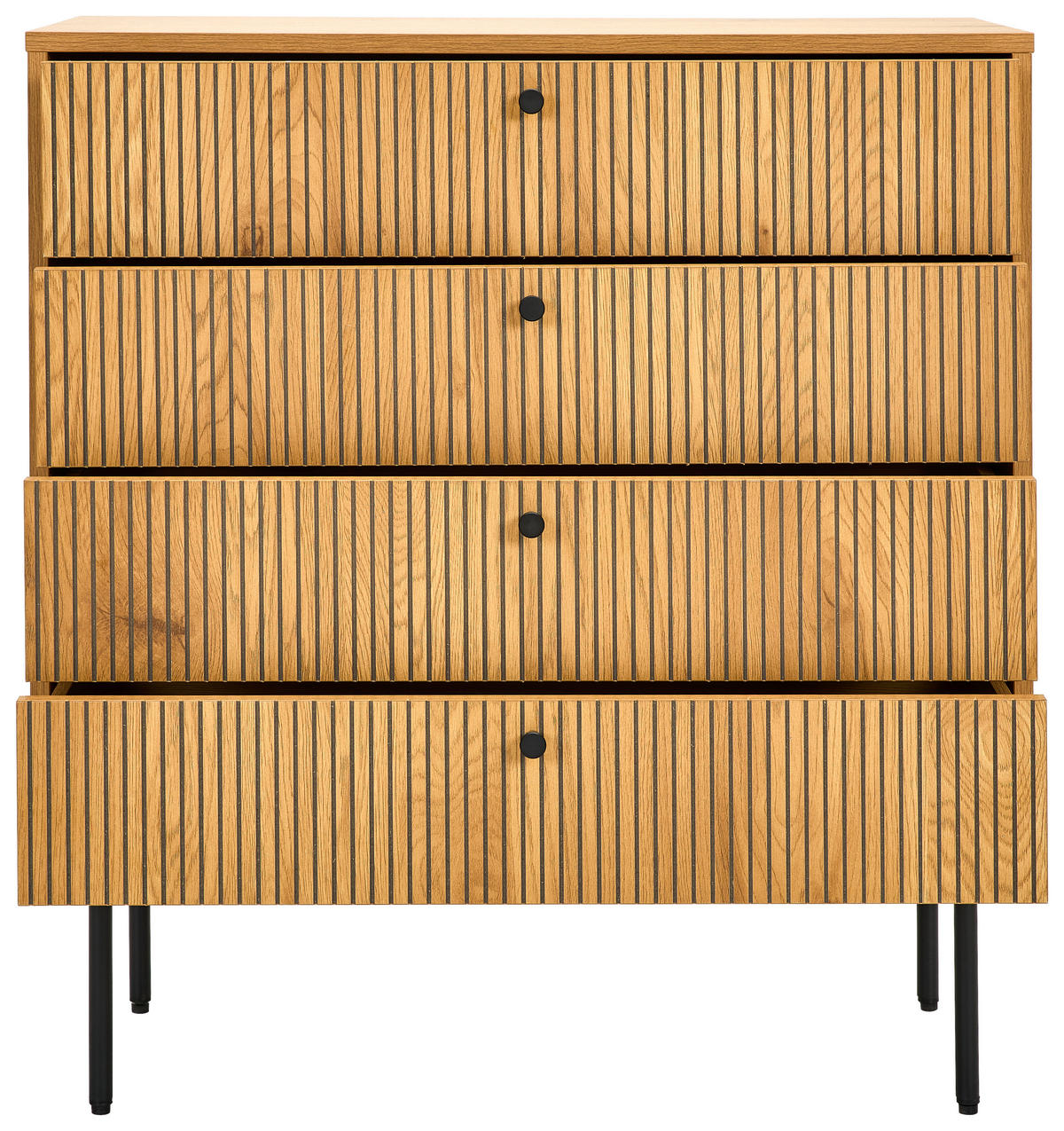 KOMÓD 80/85/40 cm  - tölgyfa színű/fekete, Design, faalapú anyag/fém (80/85/40cm) - Carryhome