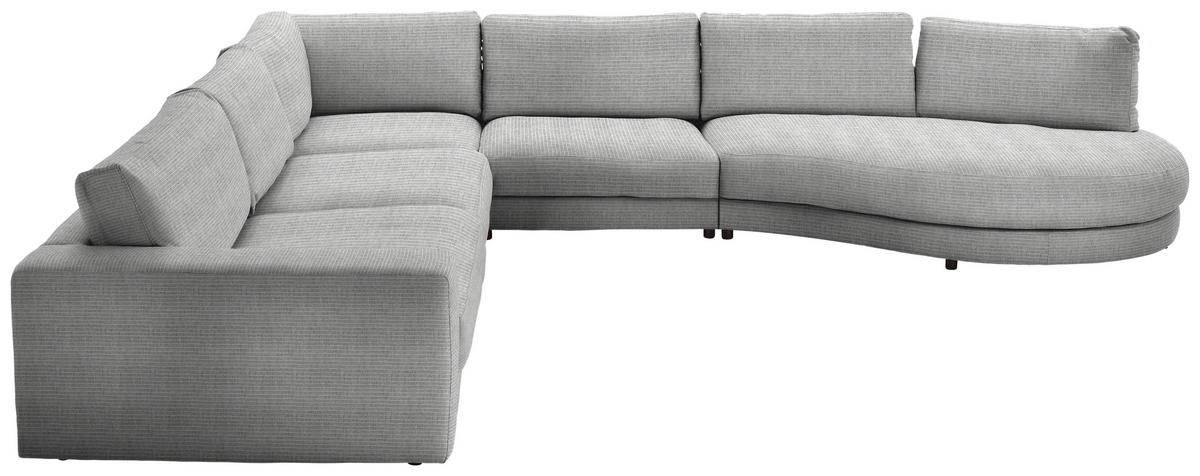 ECKSOFA in Chenille, Cord Grau  - Schwarz/Grau, Design, Kunststoff/Textil (365/425cm) - Lomoco