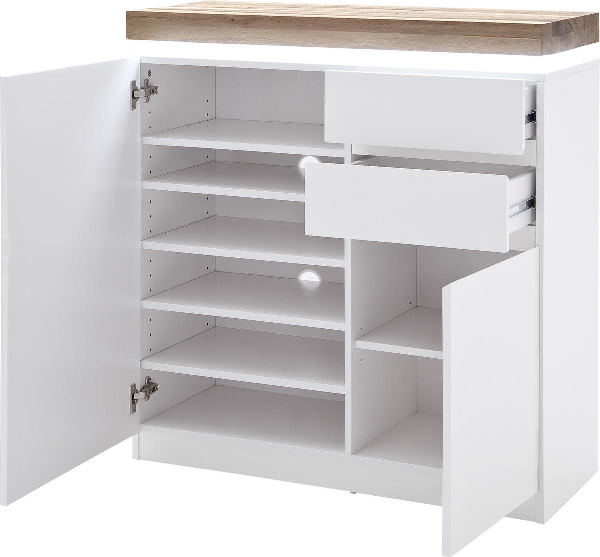 GARDEROBE 5-teilig  in 285/198/38 cm  - Eichefarben/Weiß, Design, Glas/Holz (285/198/38cm) - Novel