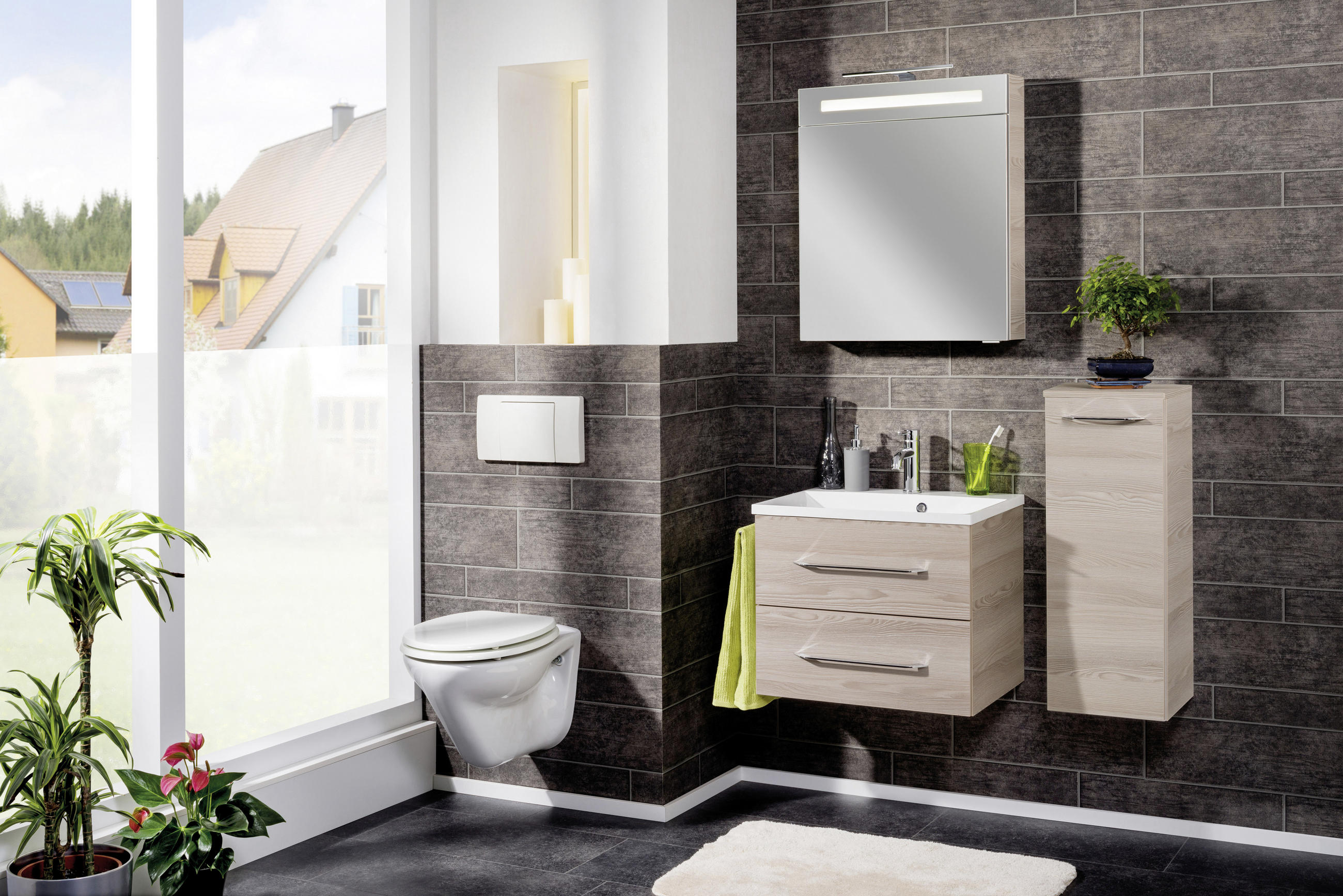 SPIEGELSCHRANK 60/71/16 cm - Eschefarben/Alufarben, MODERN, Glas/Holzwerkstoff (60/71/16cm) - MID.YOU