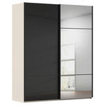 SCHWEBETÜRENSCHRANK 201/223/68 cm 2-türig Schwarz, Champagner  - Champagner/Schwarz, KONVENTIONELL, Glas/Holzwerkstoff (201/223/68cm) - Novel