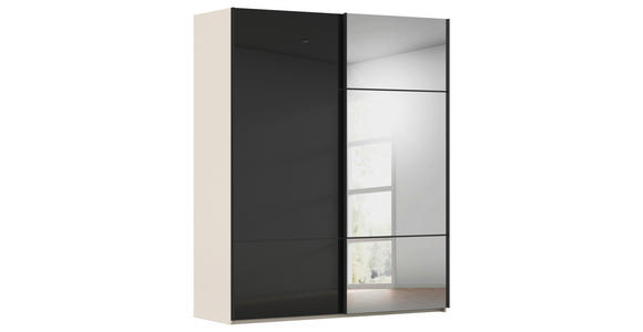 SCHWEBETÜRENSCHRANK 201/223/68 cm 2-türig Schwarz, Champagner - Champagner/Schwarz, KONVENTIONELL, Glas/Holzwerkstoff (201/223/68cm) - Novel