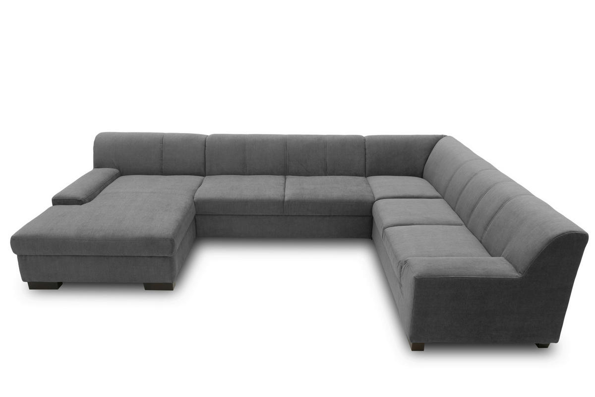 WOHNLANDSCHAFT Anthrazit Webstoff  - Wengefarben/Anthrazit, Design, Holz/Textil (153/328/212cm) - MID.YOU