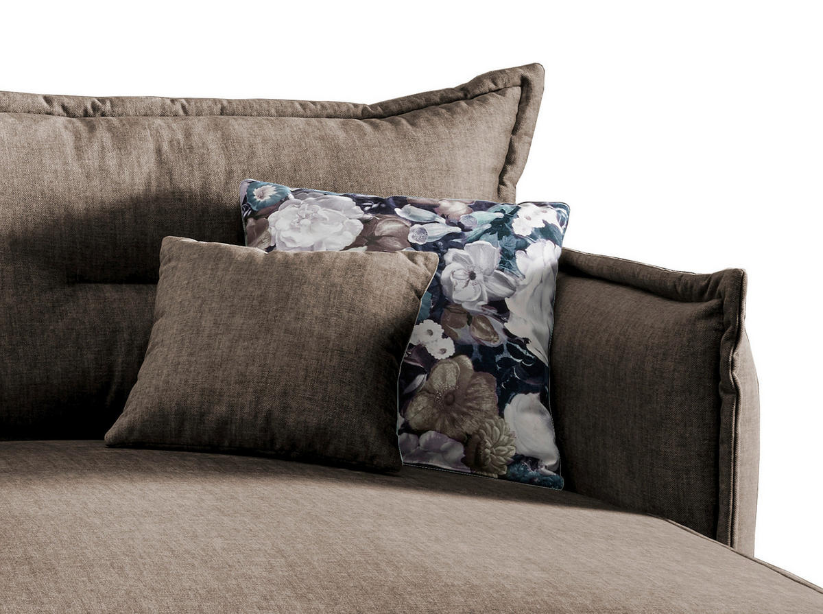 ECKSOFA in Velours Braun  - Türkis/Schwarz, Modern, Textil/Metall (255/180cm) - Livetastic