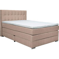 POSTELJA BOXSPRING 140 cm   x 200 cm  , tekstil svetlo rjava  - svetlo rjava/barve aluminija, Konvencionalno, umetna masa/tekstil (140/200cm) - Carryhome