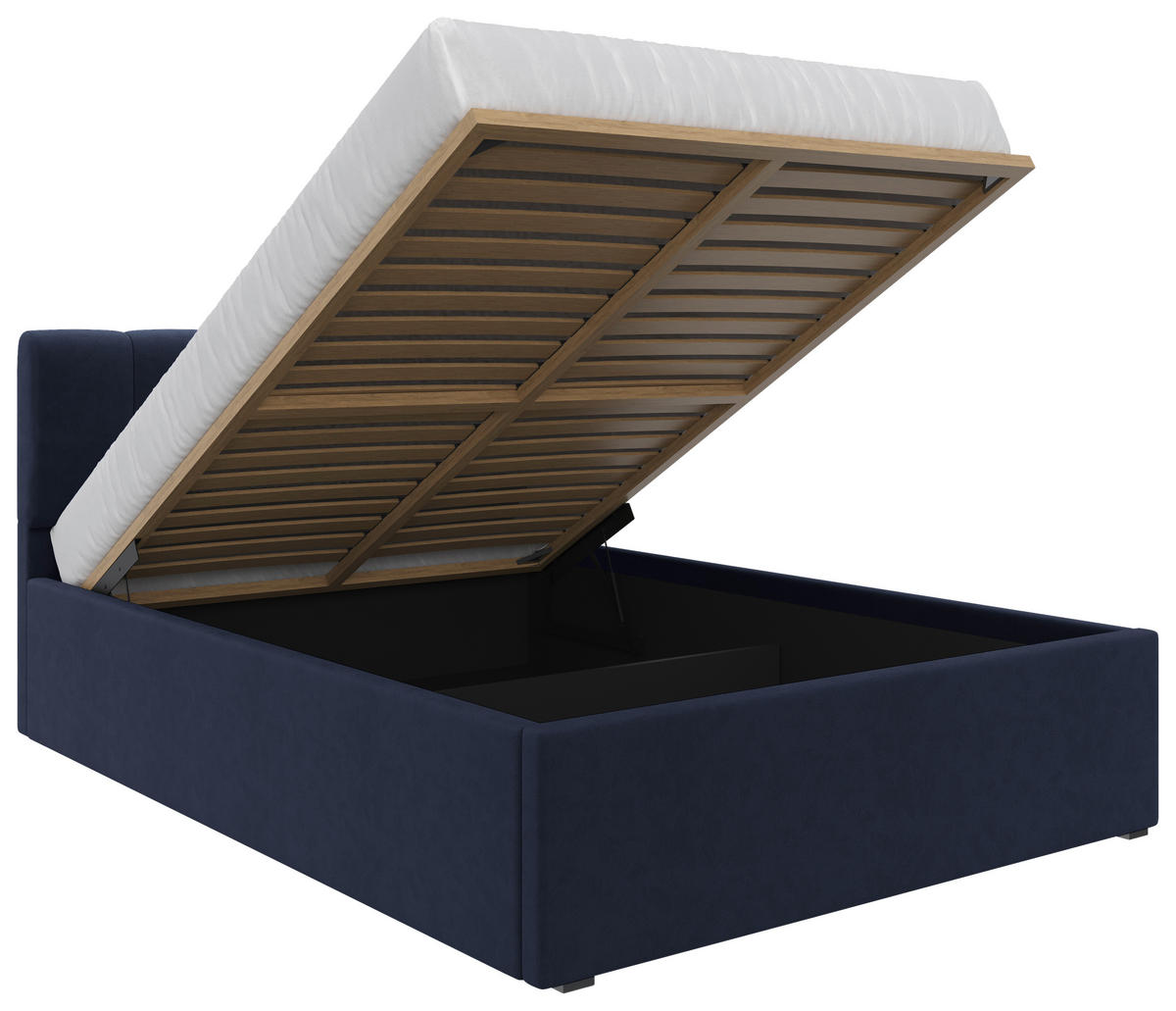 POLSTERBETT Lattenrost, Bettkasten Dunkelblau 140/200 cm  - Schwarz/Naturfarben, Design, Holz/Kunststoff (140/200cm) - Stylife